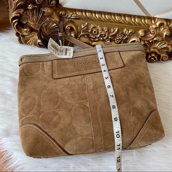 Coach Signature Beaded Leather Suede Tote Bag - Picture 5 of 16